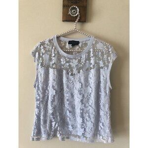 Laundry Shelli Segal Womens Size Large Blue Lace Top Sleeveless